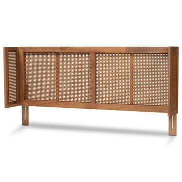 Baxton Studio Rina King Wingback Headboard in Ash Walnut, , large