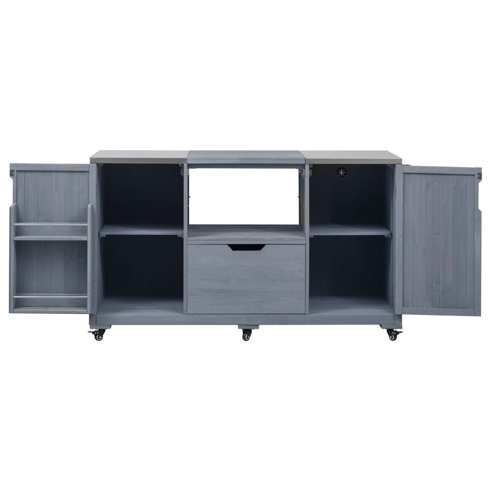 HOMLUX 67" Outdoor Kitchen Island with Stainless Steel Top in Grey, , large