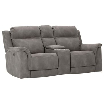Signature Design by Ashley Next-Gen DuraPella Power Console Loveseat with Power Headrest in Slate, , large