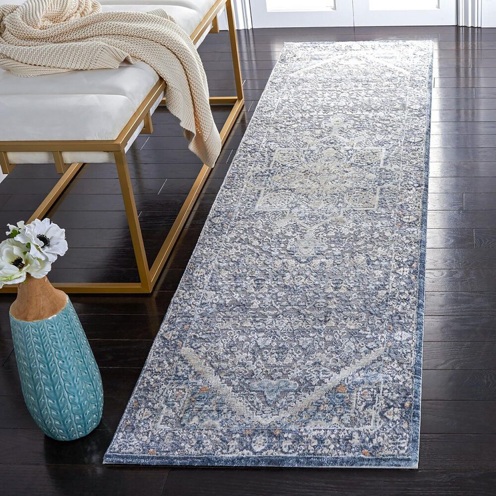 Safavieh Martha Stewart Cosmopolitan Grove 2&#39;2&quot; x 8&#39; Cream and Blue Runner, , large