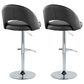 LumiSource Renee Adjustable Swivel Bar Stool with Black Faux Leather Upholstery in Chrome (Set of 2), , large