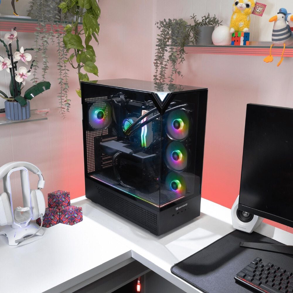 iBUYPOWER Element Gaming Desktop PC | AMD Ryzen 7 9850X3D - 32GB RAM - AMD Radeon RX 9070XT Graphics - 1TB SSD in Black, , large