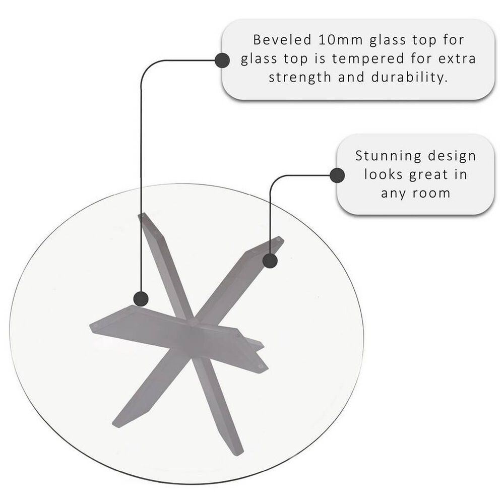 Linon Home Decor Adler X-Base Dining Table with Glass Top in Espresso and Clear - Table Only, , large