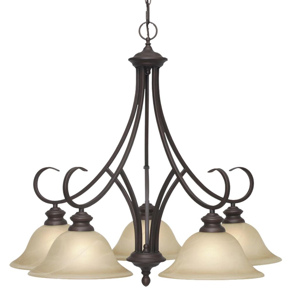 Golden Lighting Lancaster 5-Light Nook Chandelier in Rubbed Bronze with Antique Marbled Glass, , large