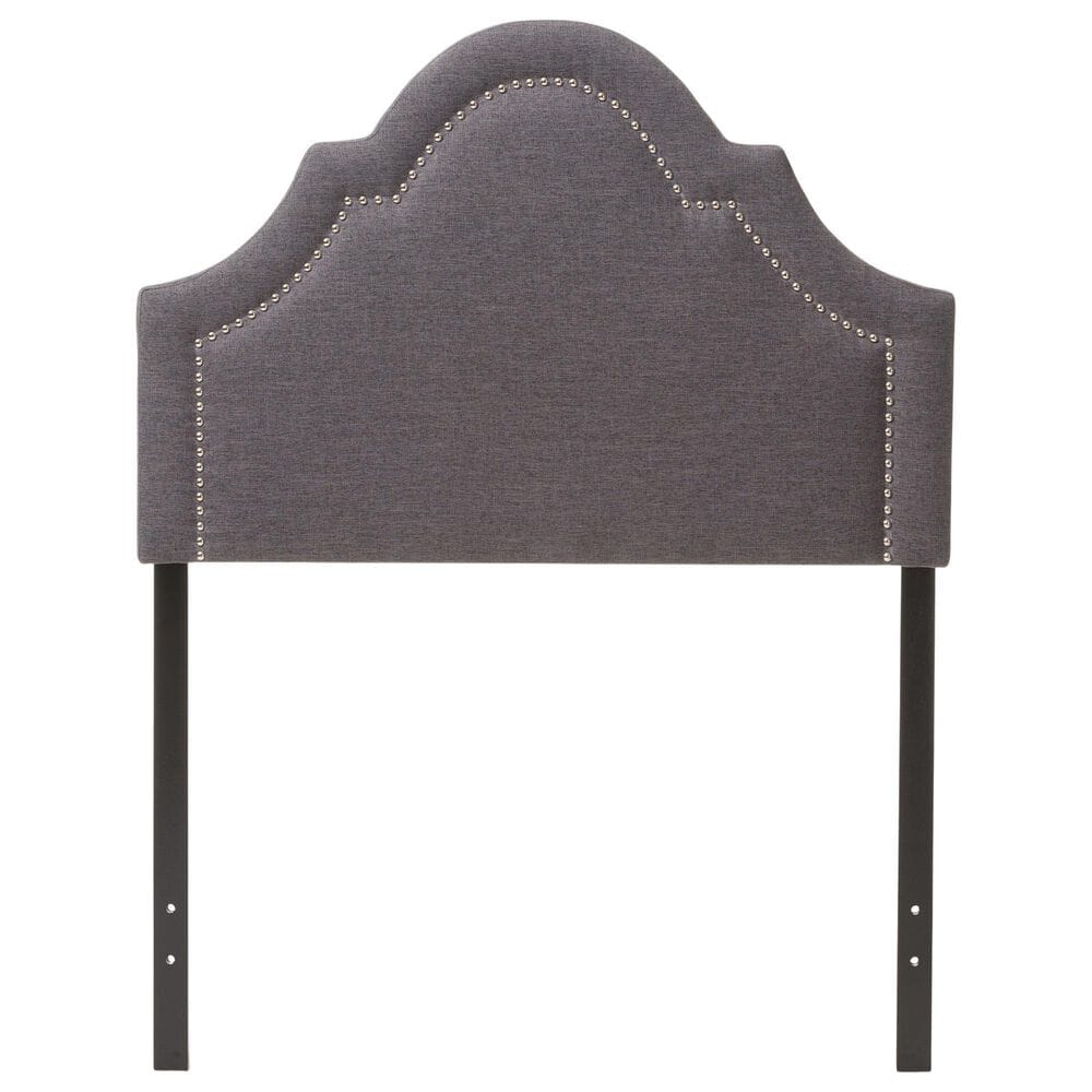 Baxton Studio Rita Twin Upholstered Panel Headboard in Dark Grey, , large