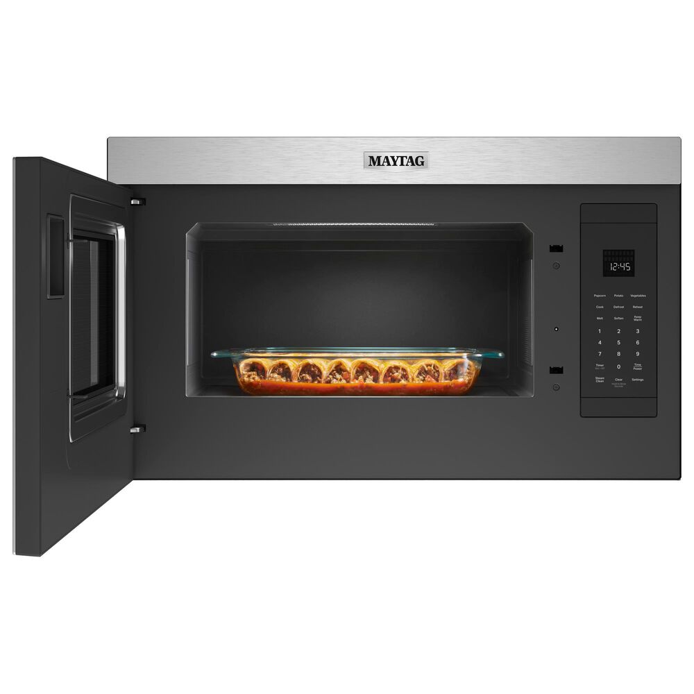 Maytag 2-Piece Kitchen Package with 1.1 Cu. Ft. Over-the-Range Flush Microwave and 5 Cu. Ft. Gas Range in Fingerprint Resistant Stainless Steel, , large