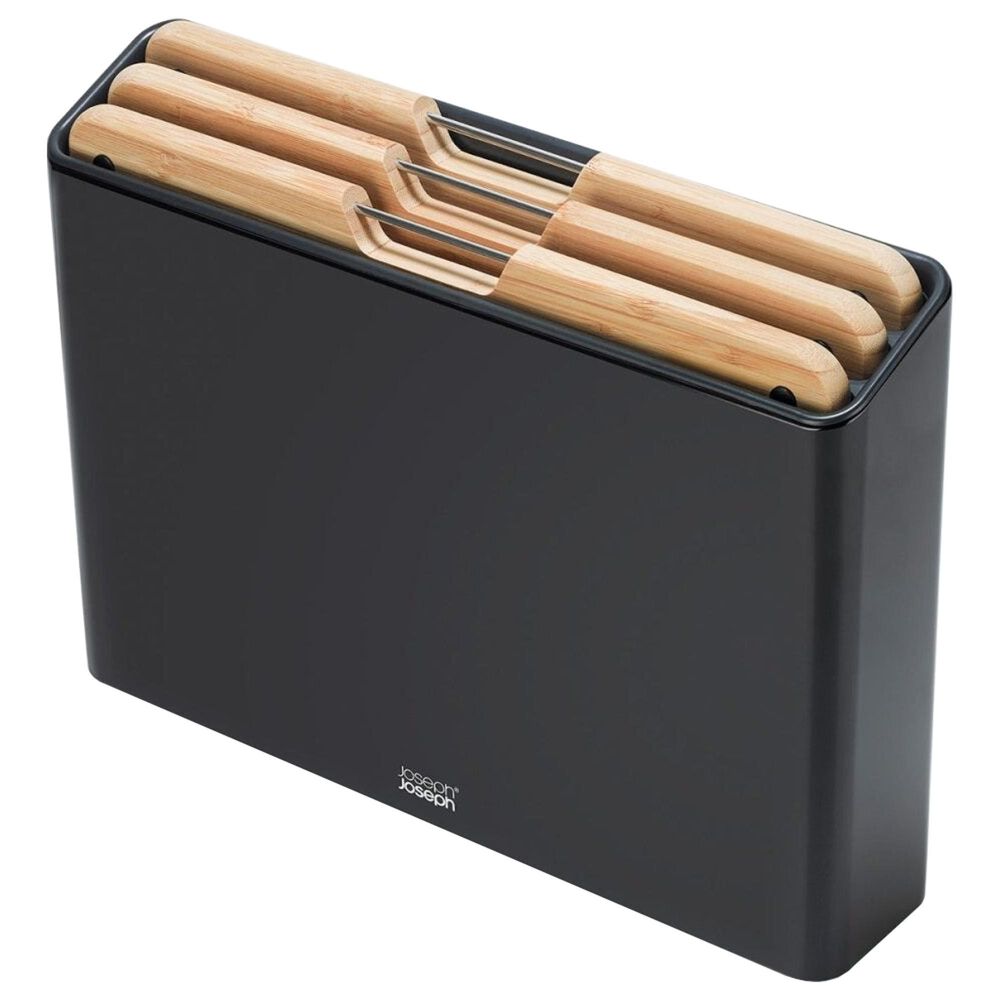 Joseph Joseph Folio 3-Piece Cutting Board Set with Stainless-Steel Case in Black, , large