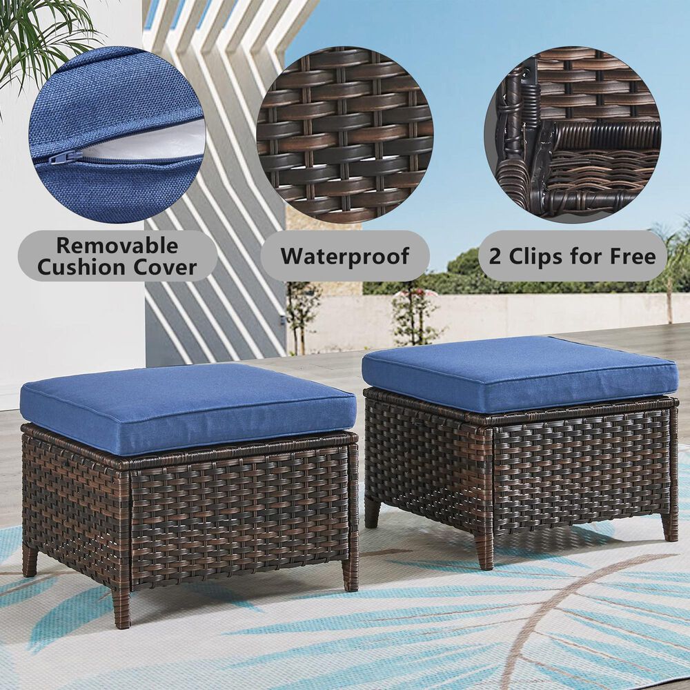 Sunwell Garden Carolina Patio Ottoman in Navy (Set of 2), , large