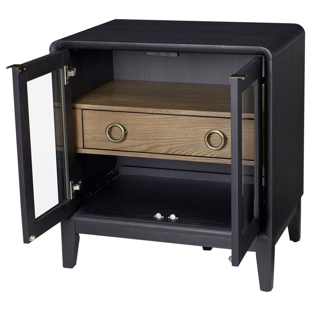 Sterling Timber Elure Nightstand with Glass Door in Peppercorn and Latte, , large