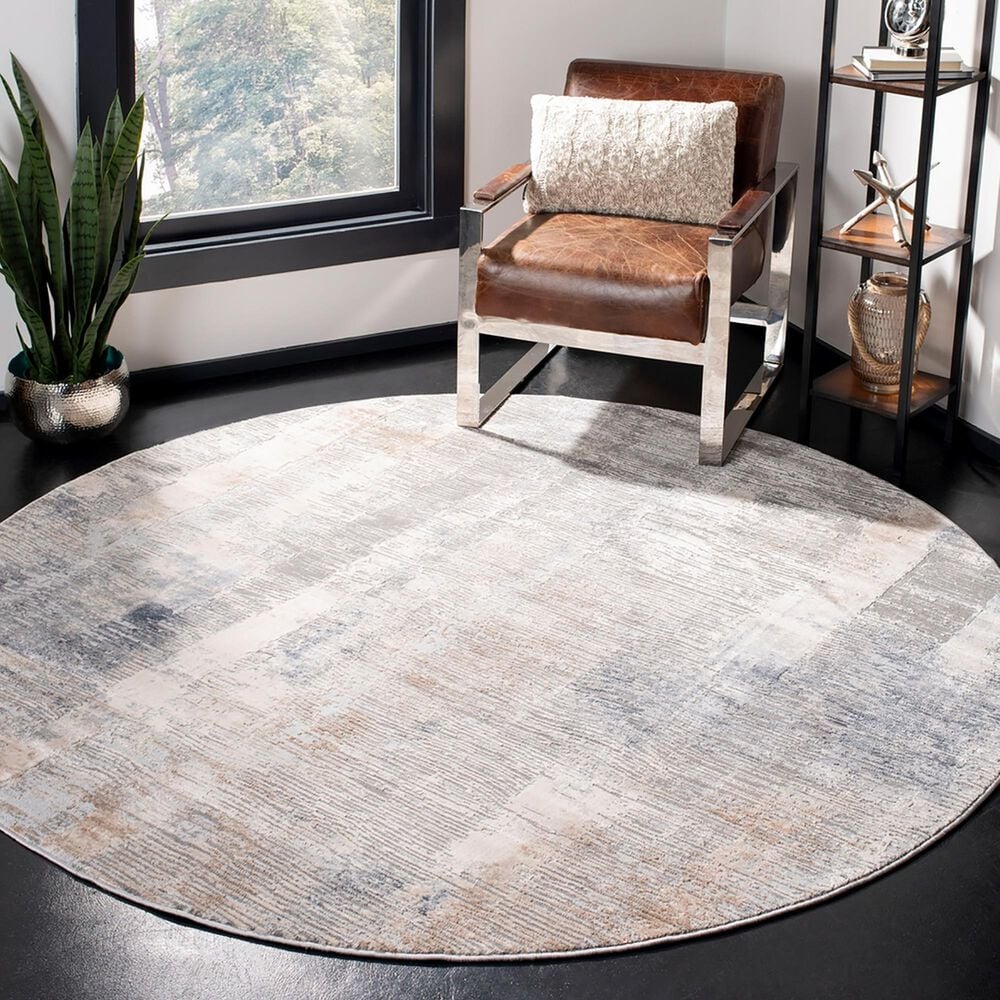Safavieh Invista INV431A6&#39;7&quot; Round Cream and Grey Area Rug, , large