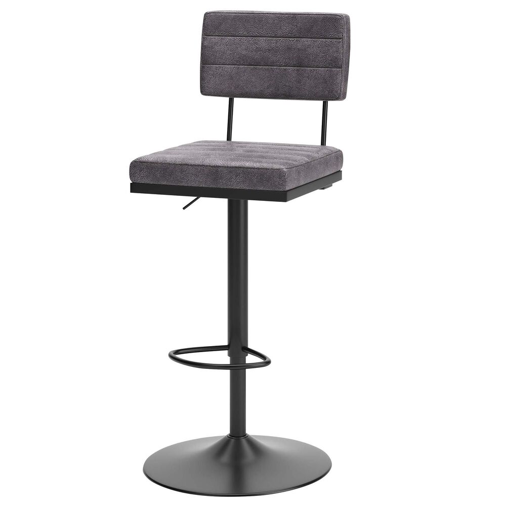 Ashley Strumford Tall Swivel Barstool with Gray Seat in Black, , large
