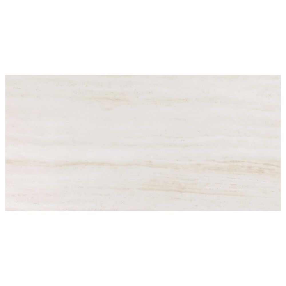 Soho Studio Zenit Bianco White 12" x 24" Travertine Look Polished Porcelain Tile, , large