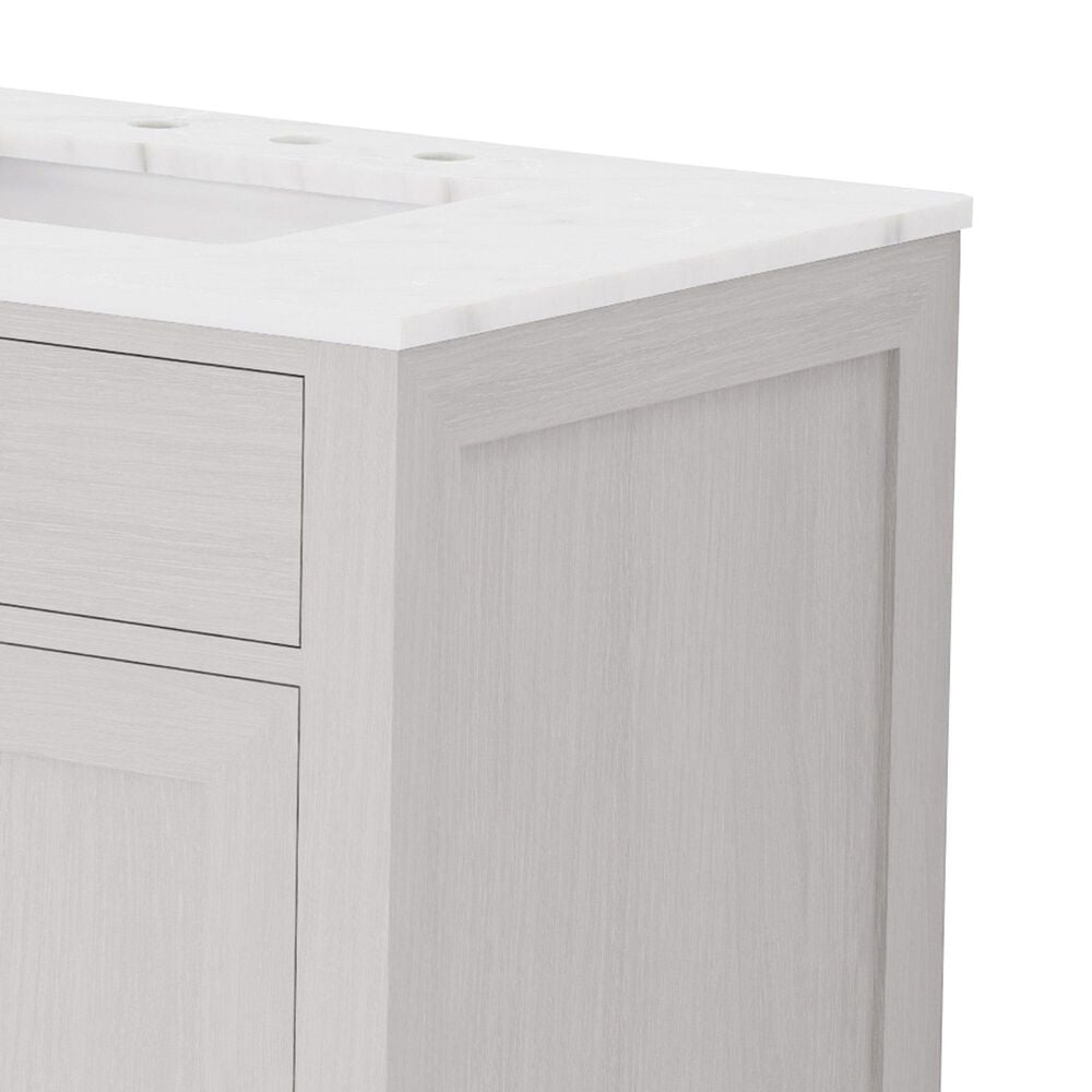 Lexora Home Abbey 80&quot; Double Bathroom Vanity in White Oak with 2 cm White Carrara Marble Top and Rectangular Sinks, , large
