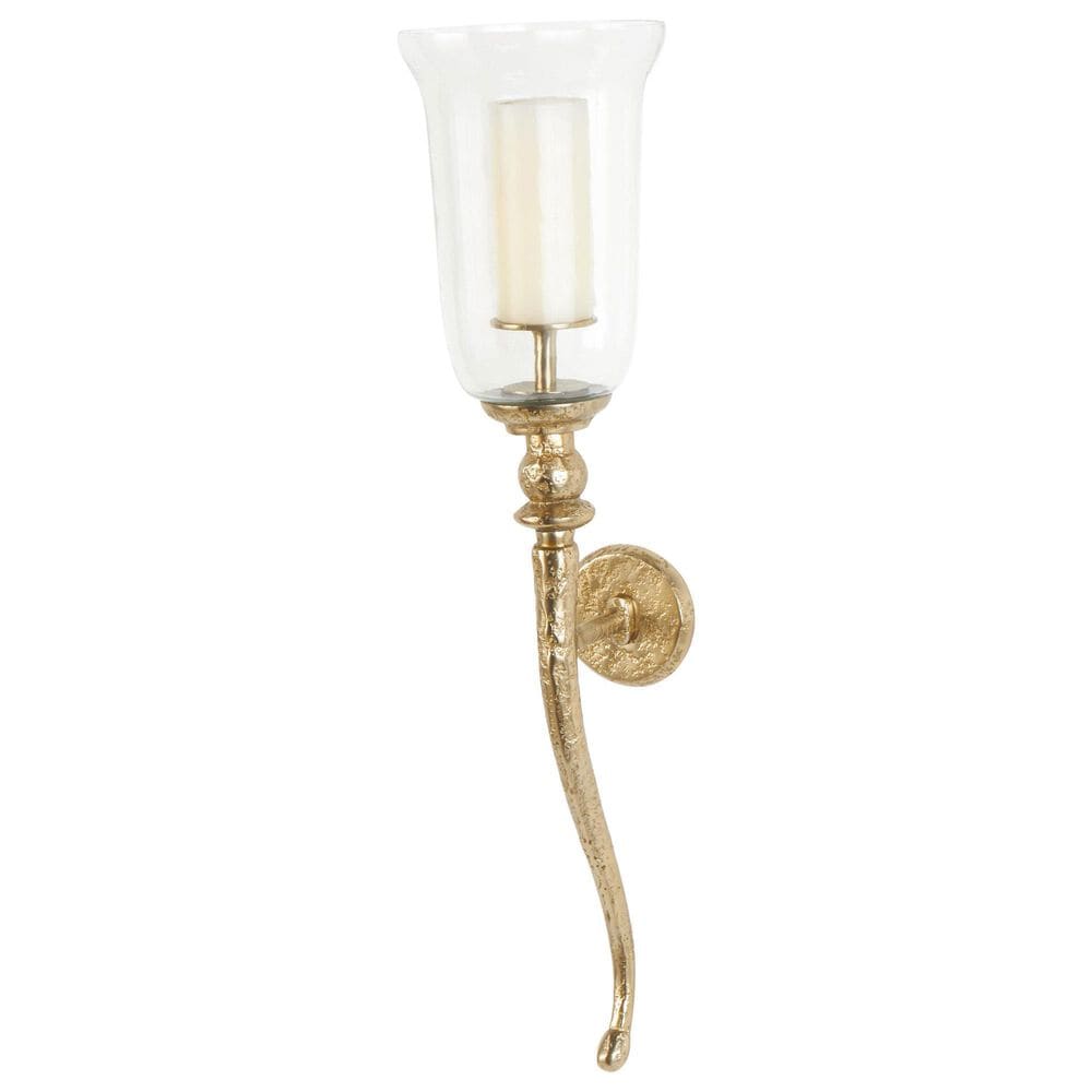 Maple and Jade Textured Indoor/Outdoor Wall Sconce in Gold and Clear &#40;Set of 2&#41;, , large