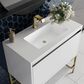 James Martin Mantova 35.4" Single Bathroom Vanity in Glossy White and Champagne Brass with 2 cm Glossy White Solid Surface Top and Rectangular Sink, , large
