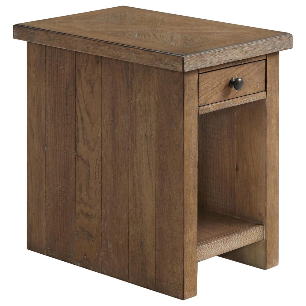 Hawthorne Furniture Landmark Chairside Table with Drawer in Weathered Oak, , large