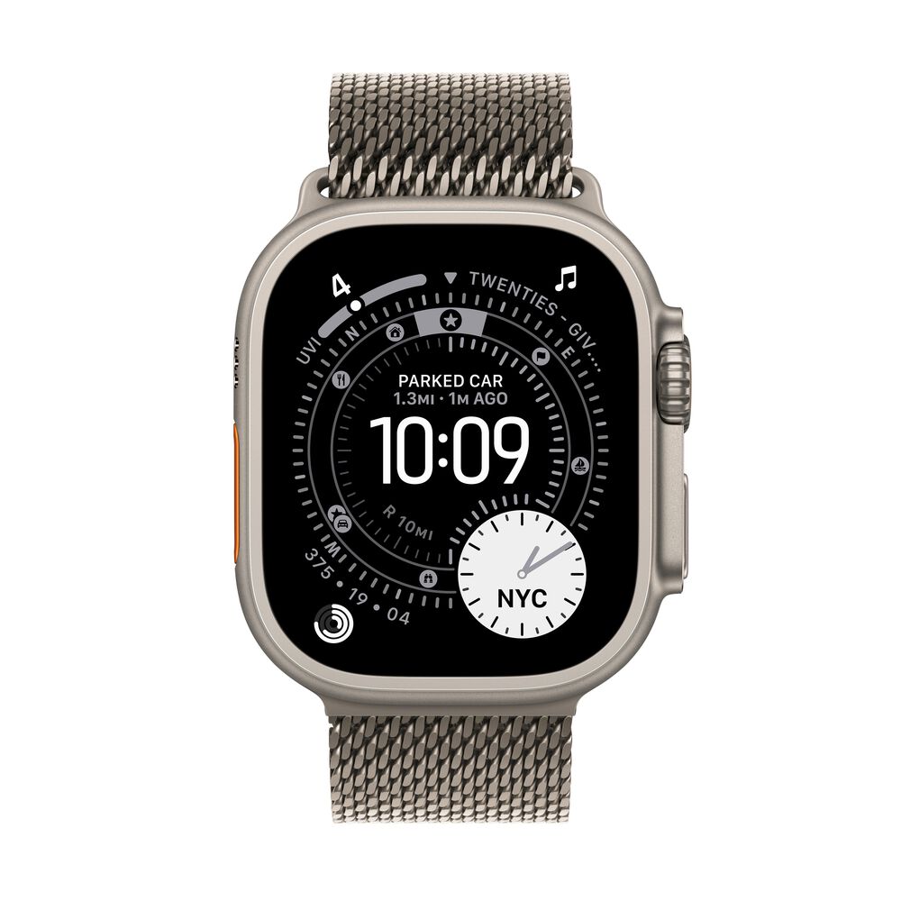 Apple Watch Ultra 3 &#40;GPS+Cellular&#41; 49mm Titanium Case with Titanium Milanese Loop - Large - Natural - &#40;2025&#41;, , large