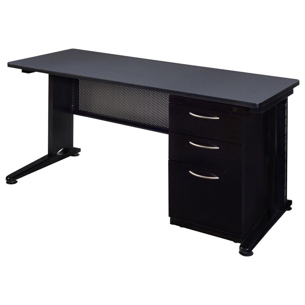 Regency Global Sourcing Fusion 66" x 30" Pedestal Desk in Grey, , large