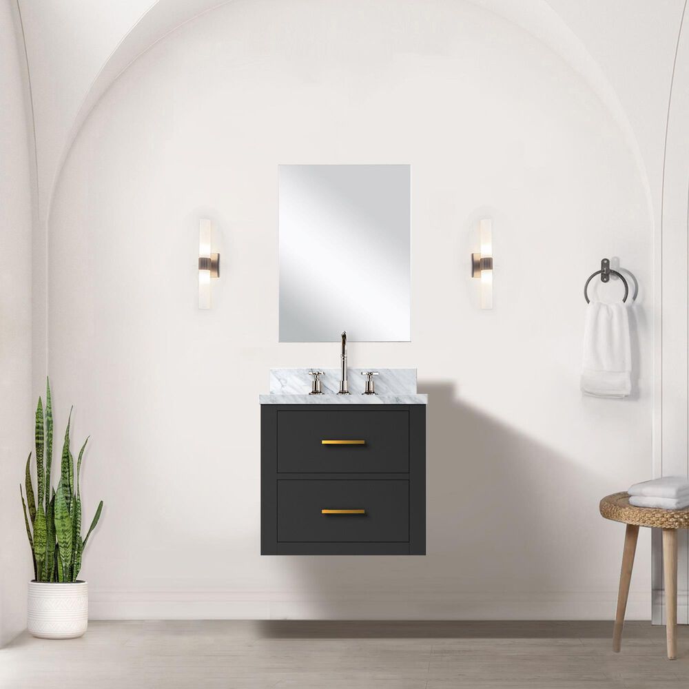 Lexora Home Castor 20&quot; Single Bathroom Vanity in Black with White Acrylic Top and Rectangular Sink, , large