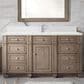 James Martin Vanities Bristol 60" Single Bathroom Vanity in Whitewashed Walnut with Single Hole 3 cm White Zeus Quartz Top and Rectangular Sink, , large