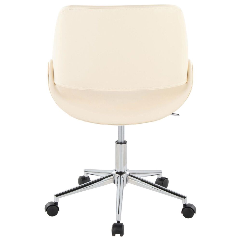 LumiSource Fabrico Swivel Office Chair with Cream Faux Leather Cushion in Chrome, , large