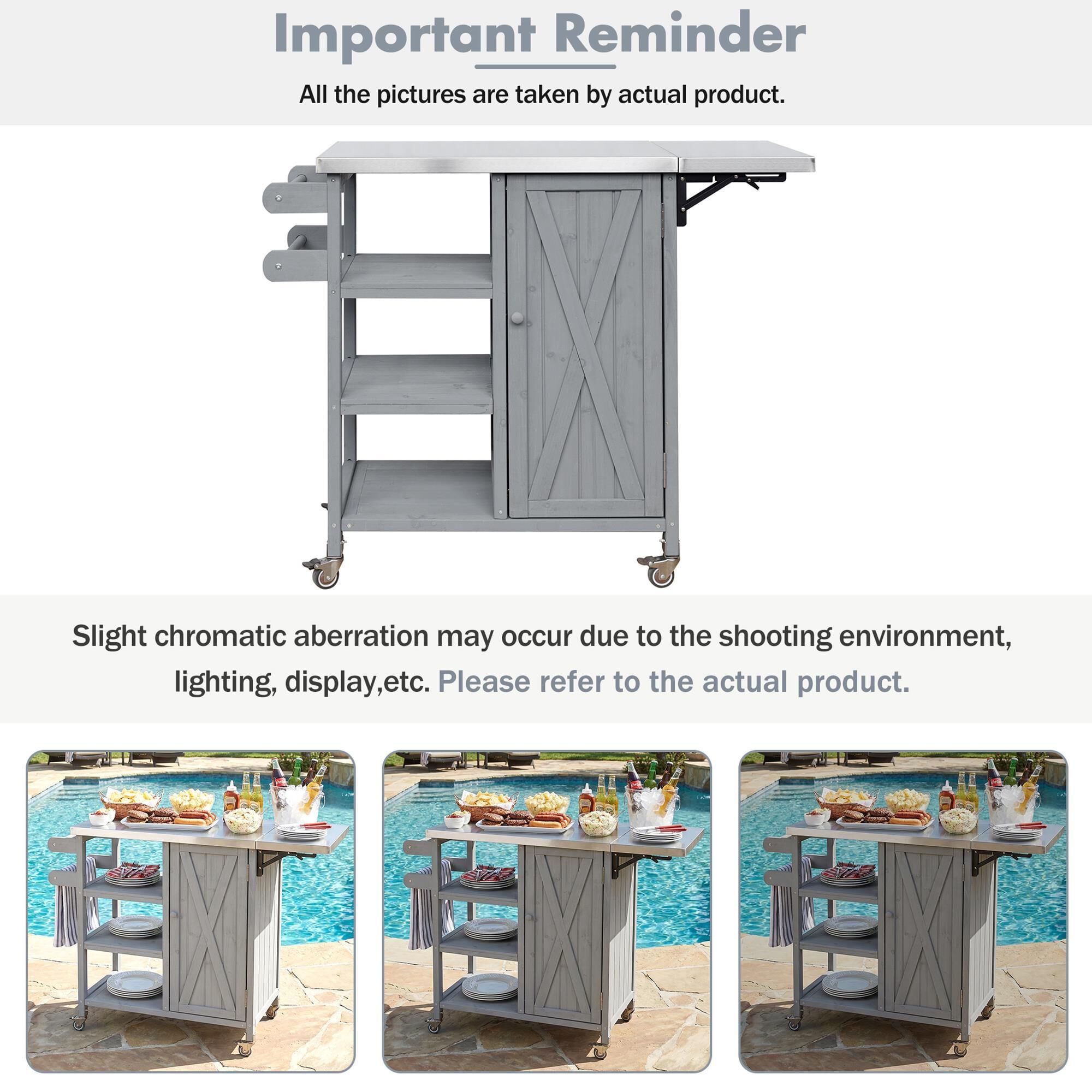 Hearth and Haven Outdoor Kitchen Island Cart with Stainless Steel