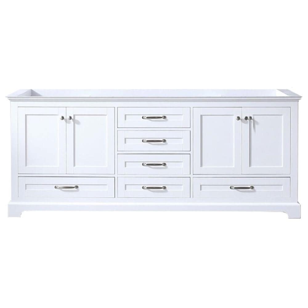 Lexora Home Dukes 80&quot; Double Bathroom Vanity in White with 2 cm White Carrara Marble Top and Rectangular Sinks, , large