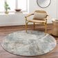 Surya Dresden Dusty Sage, Taupe, Deep Teal, Off-White, Ink Blue, Light Gray and Mustard 5"3" Round Area Rug, , large