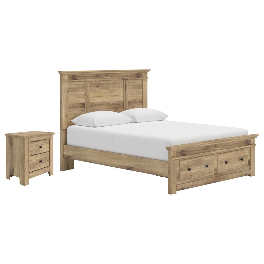 Ashley Makidern 2-Piece Queen Storage Bedroom Set with Two Drawers in Natural Brown, , large