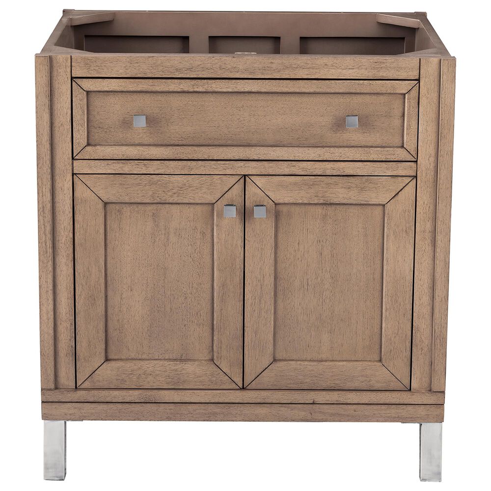 James Martin Chicago 30" Single Vanity Cabinet in White Washed Walnut and Brushed Nickel, , large