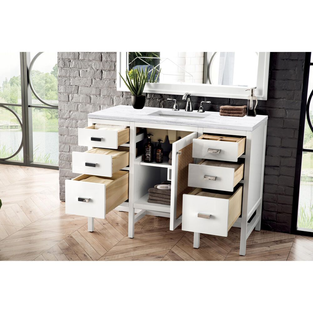 James Martin Vanities Addison 48&quot; Single Bathroom Vanity in Glossy White with 3 cm Arctic Fall Solid Surface Top and Rectangular Sink, , large
