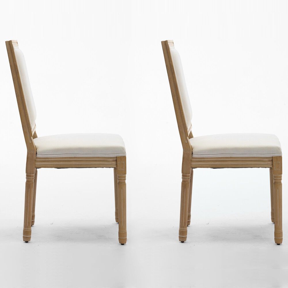 Hearth and Haven Upholstered Side Chair with Square Backrest in Beige (Set of 2), , large
