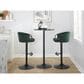LumiSource Claire Swivel Adjustable Barstool with Green Velvet Upholstery in Black (Set of 2), , large
