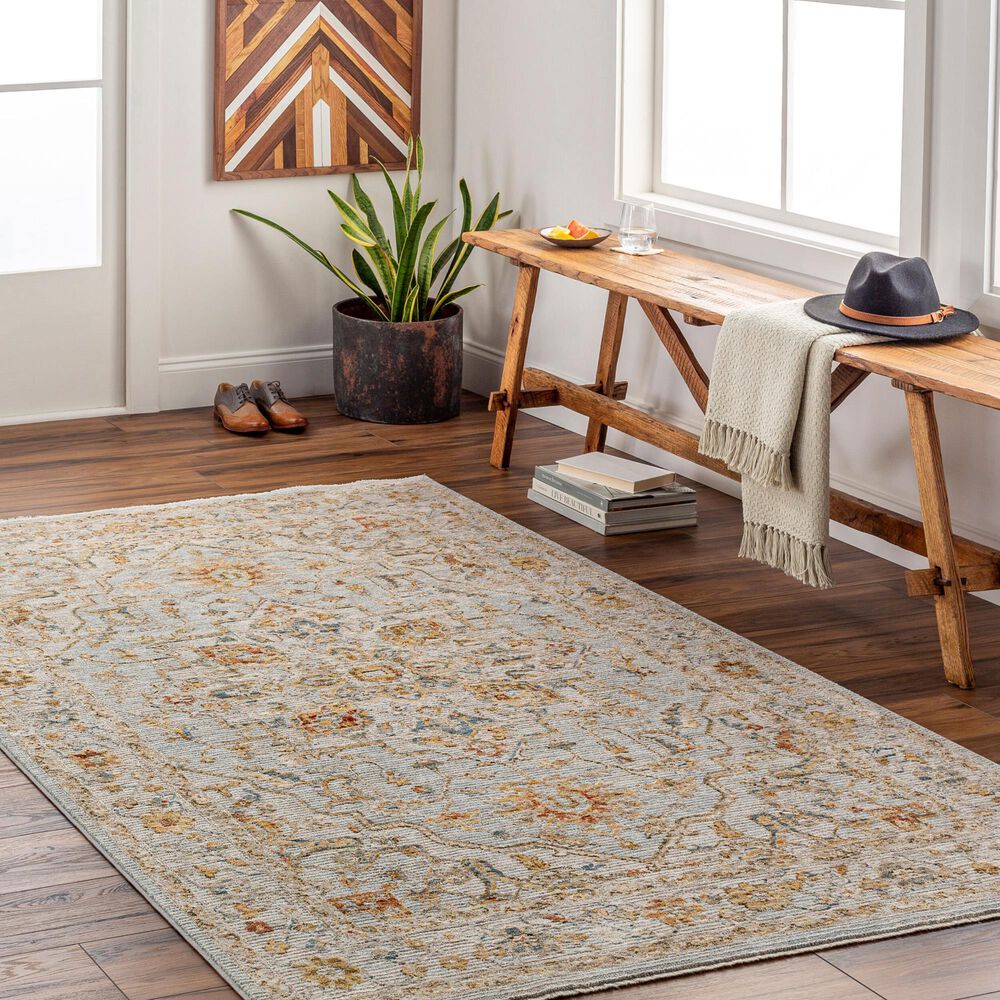 Surya Reina Light Gray, Cream, Denim, Mustard, Rust, Olive and Light Brown 6&#39;7&quot; x 9&#39;6&quot; Area Rug, , large