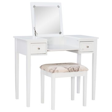 Linon Home Decor Virginia Vanity with Stool in White, , large