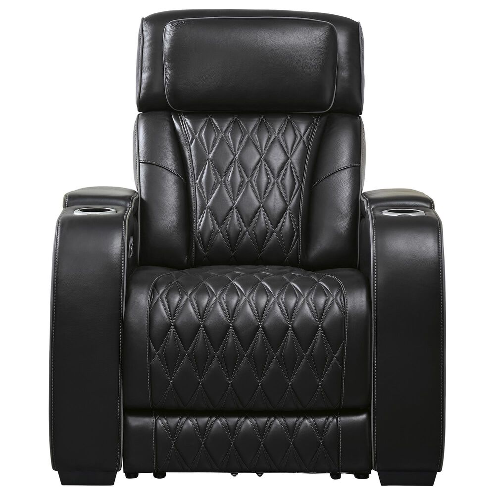 Ashley Boyington Leather Power Recliner in Black, , large