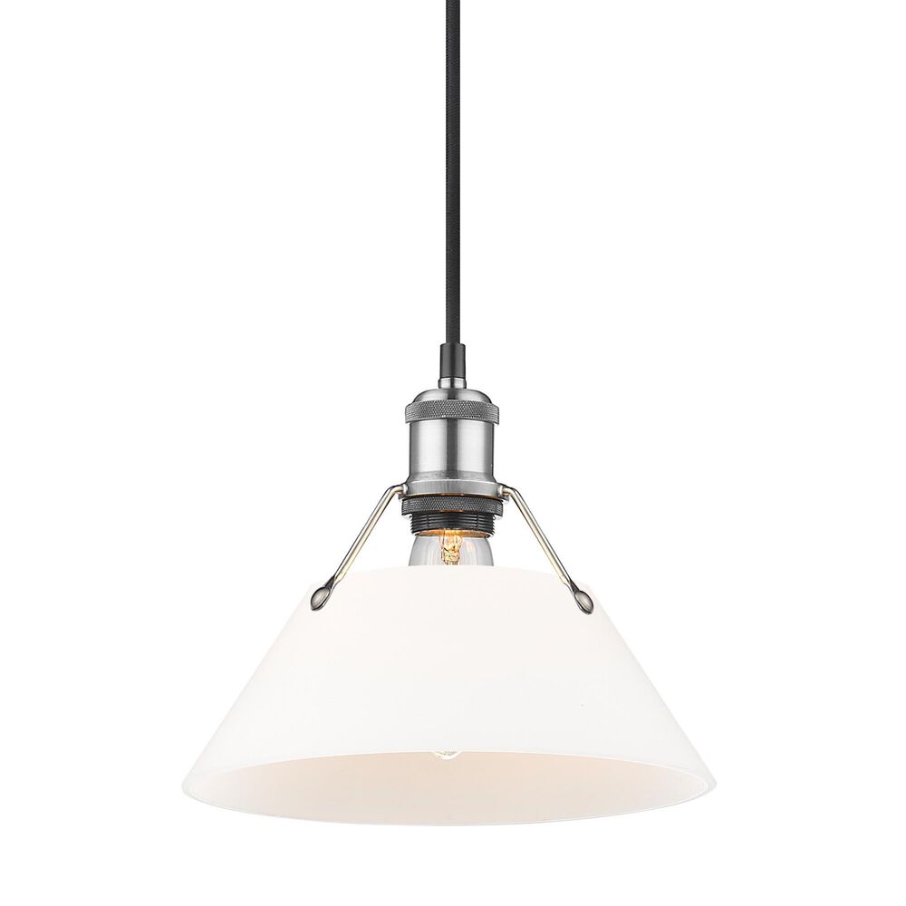 Golden Lighting Orwell 1-Light Medium Pendant with Opal Glass Shade in Pewter, , large