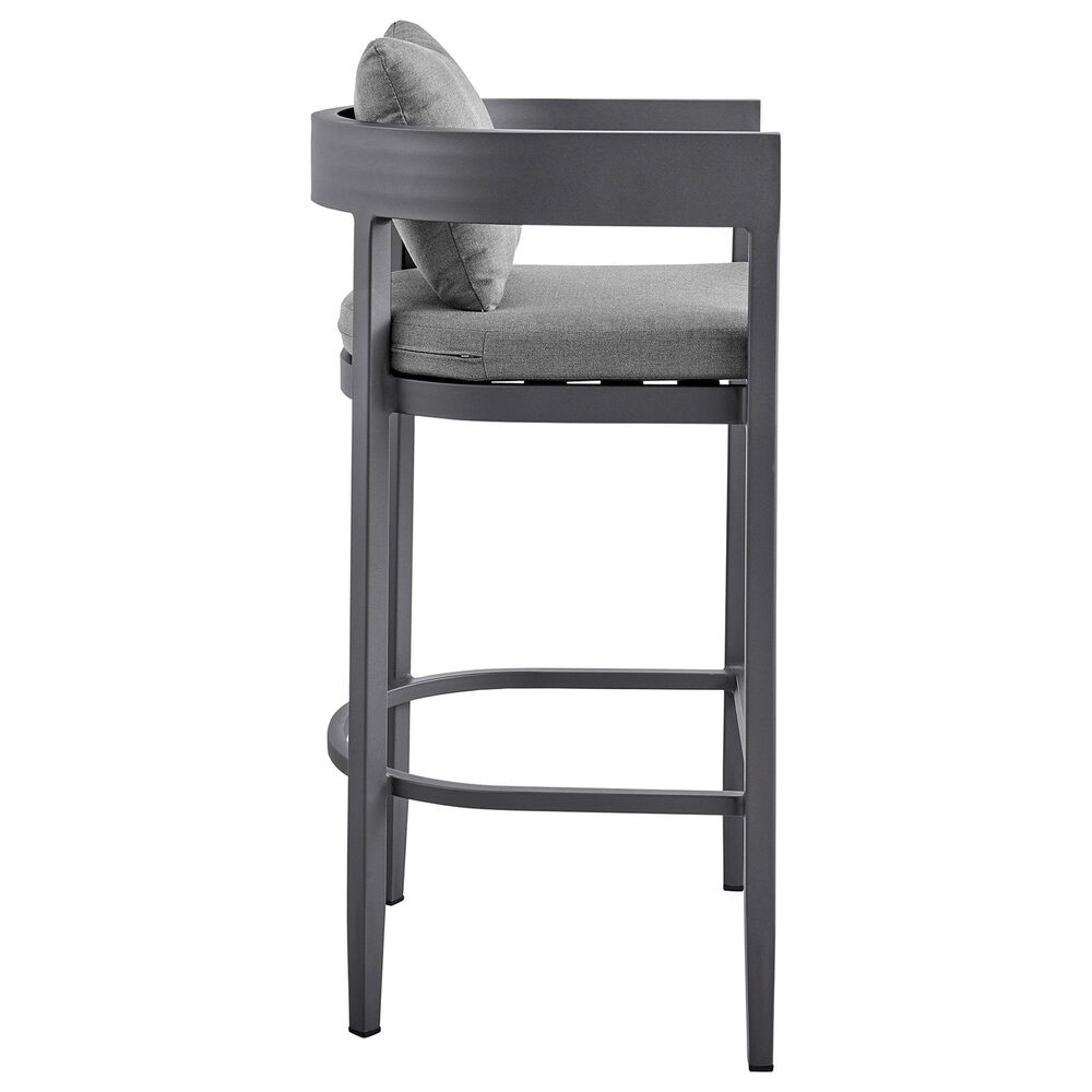 Armen Living Menorca Patio Counter Height Bar Stool in Dark Gray, , large