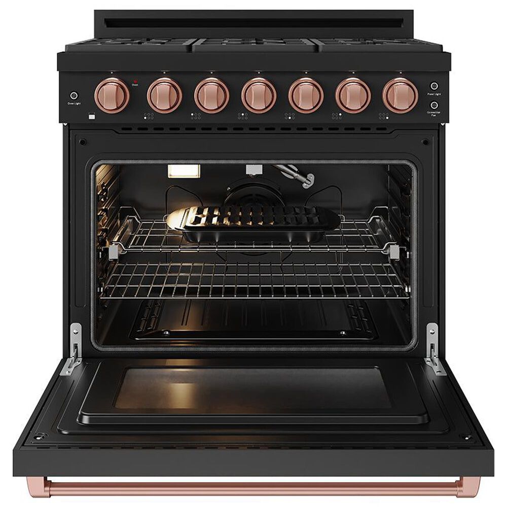 Thor Kitchen Gordon Ramsay 6 Cu. Ft. Professional Gas Range with Rose Gold Handle Kit in Black, , large