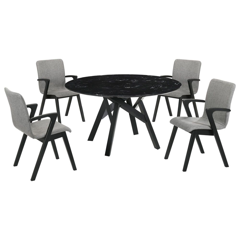 Blue River Venus and Varde 5-Piece Dining Set with Gray Cushion in Black, , large