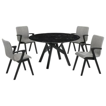 Blue River Venus and Varde 5-Piece Dining Set with Gray Cushion in Black, , large