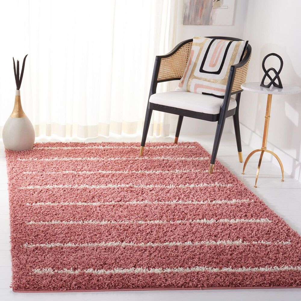 Safavieh Venus Shag VNS604U 5&#39;3&quot; x 7&#39;6&quot; Pink and Ivory Area Rug, , large