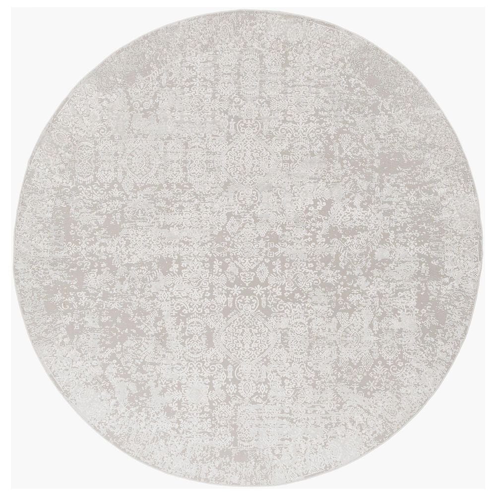 Surya Aisha AIS-2306 7"10" Round Light Gray and Off-White Area Rug, , large
