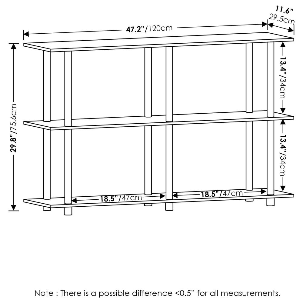 HOMLUX Turn-N-Tube 3-Tier Rectangular Side Display Rack in Bauhaus Oak and Beige, , large