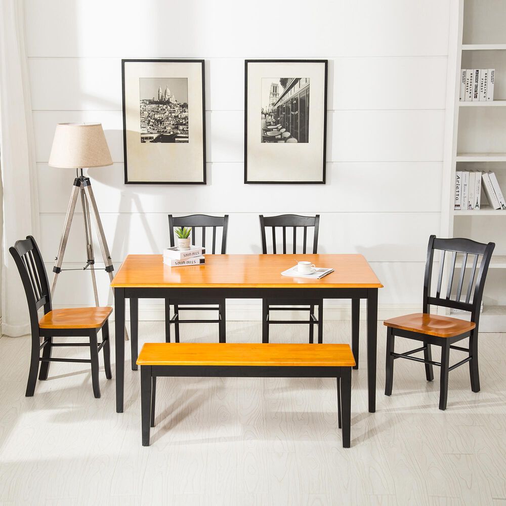 Boraam Industries Shaker 6-Piece Rectangular Dining Set in Black and Oak, , large