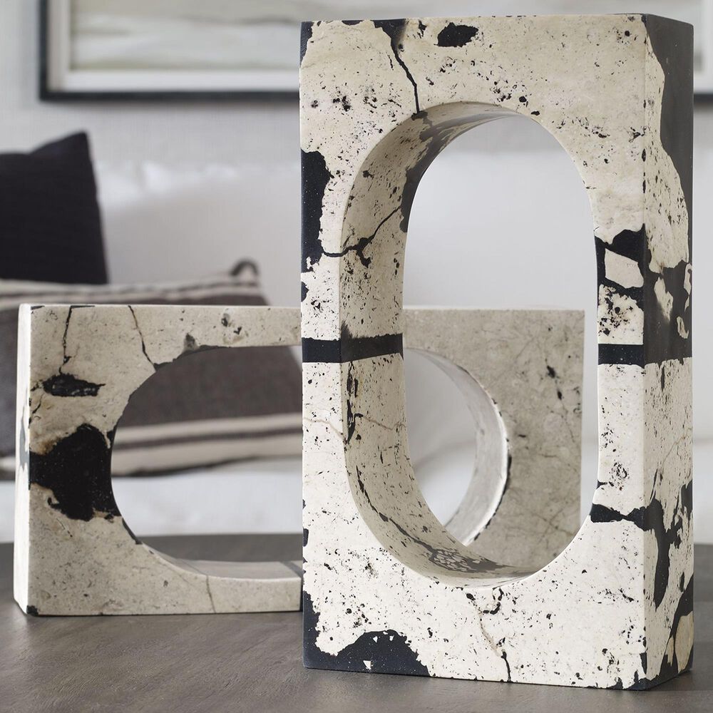Uttermost Nouveau Coral Stone Sculpture in White and Black, , large