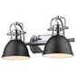 Golden Lighting Duncan 2-Light Bath Vanity in Chrome and Matte Black, , large