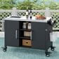HOMLUX 55.5" Outdoor Kitchen Island with Sink in Black and Stainless Steel, , large