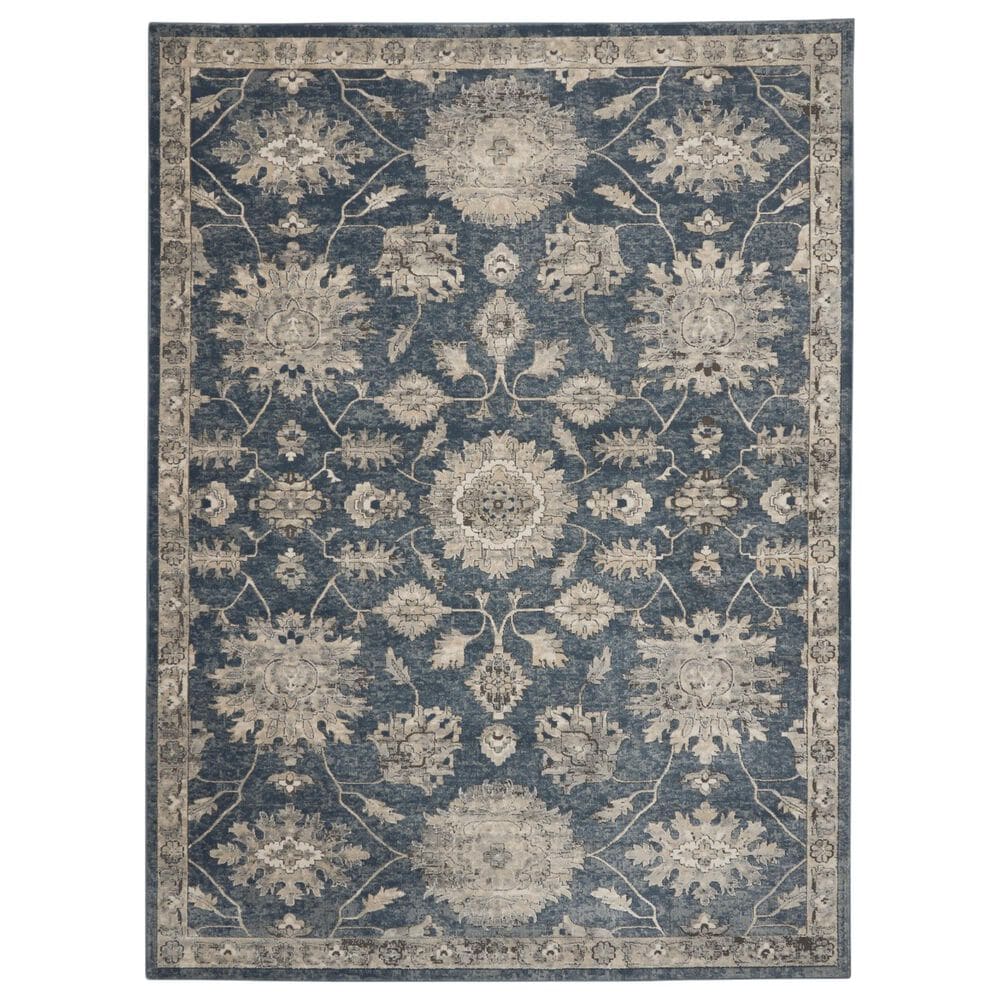 Nourison Quarry Oriental 6"7" x 9"6" Blue and Beige Area Rug, , large
