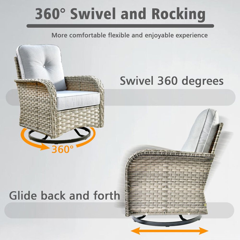 HOMLUX 9-Piece Patio Conversation Set with Illuminated Table in Light Gray, , large